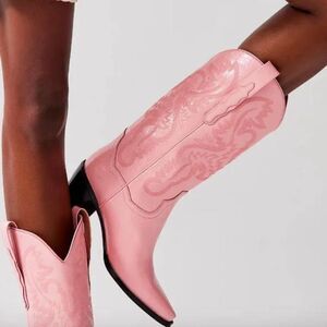 Jeffrey Campbell Dagget Leather Western Cowboy Boot Soft Pink US 7